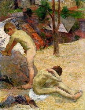 Bretonische Jungen baden Paul Gauguin Kind Ölgemälde